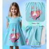 imageDXTON Toddler Girls Dresses Easter Rainbow Short Sleeve Cotton Casual Summer Birthday School SundressOcean Blue Heart