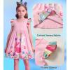 imageDXTON Toddler Girls Dresses Easter Rainbow Short Sleeve Cotton Casual Summer Birthday School SundressPink Bunny