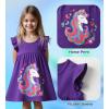 imageDXTON Toddler Girls Dresses Easter Rainbow Short Sleeve Cotton Casual Summer Birthday School SundressPurple Horse