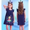 imageDXTON Toddler Girls Dresses Easter Rainbow Short Sleeve Cotton Casual Summer Birthday School SundressRainbow Ballet Girl