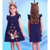 imageDXTON Toddler Girls Dresses Easter Rainbow Short Sleeve Cotton Casual Summer Birthday School SundressRainbow Butterfly