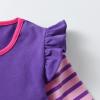 imageDXTON Toddler Girls Long Sleeve Dress Stripe Rainbow Ruffle Cotton Casual Tunic Shirt Fall Winter School DressPurple Ballet Girl