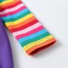 imageDXTON Toddler Girls Long Sleeve Dress Stripe Rainbow Ruffle Cotton Casual Tunic Shirt Fall Winter School DressPurple Stripe Horse