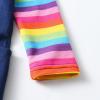 imageDXTON Toddler Girls Long Sleeve Dress Stripe Rainbow Ruffle Cotton Casual Tunic Shirt Fall Winter School DressRainbow Flowers Girl