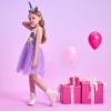 imageDXTON Toddler Girls Tutu Dresses Summer Short Sleeve Tulle Birthday Party Sundress for 38 YearsLight Purple