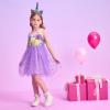 imageDXTON Toddler Girls Tutu Dresses Summer Short Sleeve Tulle Birthday Party Sundress for 38 YearsLight Purple