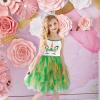 imageDXTON Toddler Girls Tutu Dresses Summer Short Sleeve Tulle Birthday Party Sundress for 38 YearsSh4113green
