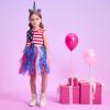 imageDXTON Toddler Girls Tutu Dresses Summer Short Sleeve Tulle Birthday Party Sundress for 38 YearsSh4119 4th of July