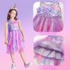 imageDXTON Toddler Girls Tutu Dresses Summer Short Sleeve Tulle Birthday Party Sundress for 38 YearsSh8001mermaid