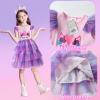 imageDXTON Toddler Girls Tutu Dresses Summer Short Sleeve Tulle Birthday Party Sundress for 38 YearsSh8006purple