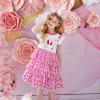 imageDXTON Toddler Girls Tutu Dresses Summer Short Sleeve Tulle Birthday Party Sundress for 38 YearsSh8300pink