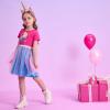imageDXTON Toddler Girls Tutu Dresses Summer Short Sleeve Tulle Birthday Party Sundress for 38 YearsSh8301pink Blue