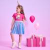 imageDXTON Toddler Girls Tutu Dresses Summer Short Sleeve Tulle Birthday Party Sundress for 38 YearsSh8301pink Blue