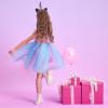 imageDXTON Toddler Girls Tutu Dresses Summer Short Sleeve Tulle Birthday Party Sundress for 38 YearsSh8302blue