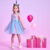 imageDXTON Toddler Girls Tutu Dresses Summer Short Sleeve Tulle Birthday Party Sundress for 38 YearsSh8302blue