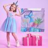 imageDXTON Toddler Girls Tutu Dresses Summer Short Sleeve Tulle Birthday Party Sundress for 38 YearsSh8302blue