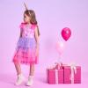 imageDXTON Toddler Girls Tutu Dresses Summer Short Sleeve Tulle Birthday Party Sundress for 38 YearsSh8309purple
