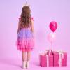 imageDXTON Toddler Girls Tutu Dresses Summer Short Sleeve Tulle Birthday Party Sundress for 38 YearsSh8309purple