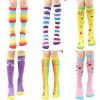 imageDXTON Girls Knee High Socks 6 Pairs Kids Crazy Long Socks 312 years Tall Boot Cute Animal Cotton Fun GiftRainbow Stripes