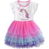 imageDXTON Toddler Girl Summer Short Sleeve Tutu Party Wedding Birthday DressesSh4980white