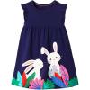 imageDXTON Toddler Girls Cotton Dress Casual Summer Short Sleeve Cute Cartoon Print Aline Sundress Home School 310 YearsSh8200rabbit