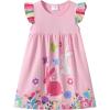 imageDXTON Toddler Girls Dresses Easter Rainbow Short Sleeve Cotton Casual Summer Birthday School SundressPink Bunny