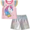 imageDXTON Toddler Girls Mermaid Outfit Cotton Top and Shorts Summer Clothing Set for 312 YearsPs5303