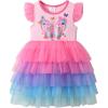 imageDXTON Toddler Girls Tutu Dresses Summer Short Sleeve Tulle Birthday Party Sundress for 38 YearsPink Butterfly