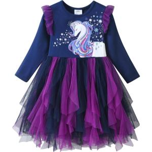 imageDXTON Girls Dresses Tutu for Toddler Long Sleeve Casual Tulle Winter Outfits 312TDark Black