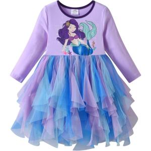 imageDXTON Girls Dresses Tutu for Toddler Long Sleeve Casual Tulle Winter Outfits 312TDark Purple