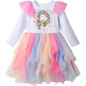 imageDXTON Girls Dresses Tutu for Toddler Long Sleeve Casual Tulle Winter Outfits 312TWhite