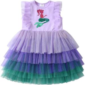 imageDXTON Girls Mermaid Summer Tutu Dress for Toddler Short Sleeve Party Dresses SH2118Purple