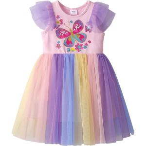 imageDXTON Girls Summer Dresses Tutu Short Sleeve Party Casual Outfits Tulle Dress 312 YearsOrange