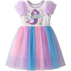 imageDXTON Girls Summer Dresses Tutu Short Sleeve Party Casual Outfits Tulle Dress 312 YearsPurple