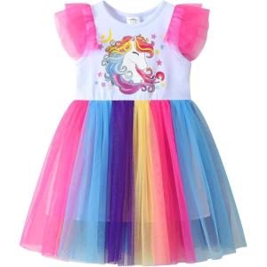 imageDXTON Girls Summer Dresses Tutu Short Sleeve Party Casual Outfits Tulle Dress 312 YearsWhite