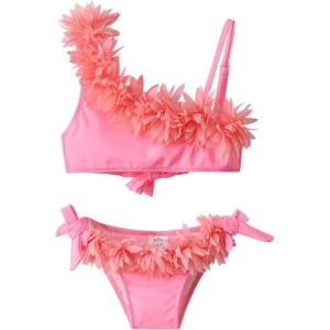 imageDXTON Girls Summer Swimsuit Beach Sport One Pieces Ruffled Tankini Cartoon Bathing Suit Swimwear000pink