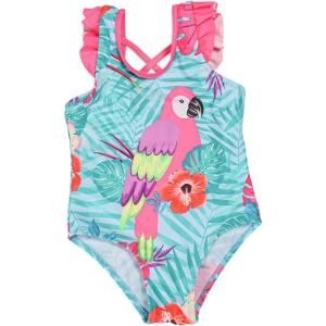 imageDXTON Girls Summer Swimsuit Beach Sport One Pieces Ruffled Tankini Cartoon Bathing Suit Swimwear012blue