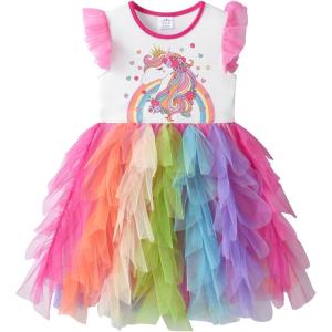 imageDXTON Girls Summer Tutu Dresses Short Sleeve Party Casual Outfits 312 YearsOrange