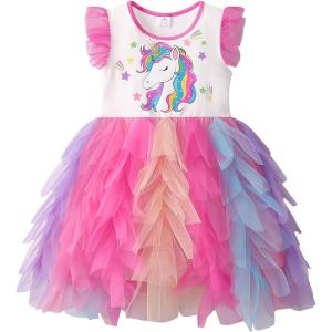 imageDXTON Girls Summer Tutu Dresses Short Sleeve Party Casual Outfits 312 YearsWhite