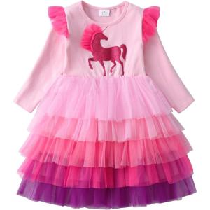 imageDXTON Girls Tutu Dresses Toddler Winter Long Sleeve Party Tulle Dresses for 212TAalh2113pink