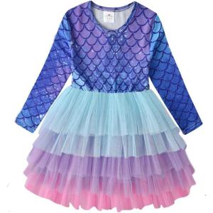 imageDXTON Girls Tutu Dresses Toddler Winter Long Sleeve Party Tulle Dresses for 212TAalh4595blue