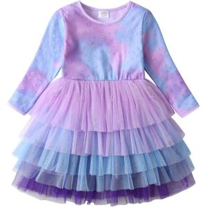 imageDXTON Girls Tutu Dresses Toddler Winter Long Sleeve Party Tulle Dresses for 212TAlh2117blue