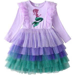 imageDXTON Girls Tutu Dresses Toddler Winter Long Sleeve Party Tulle Dresses for 212TAlh2118purple