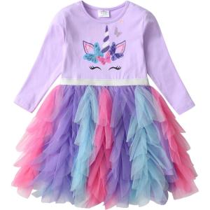 imageDXTON Girls Tutu Dresses Toddler Winter Long Sleeve Party Tulle Dresses for 212TLh2210purlple