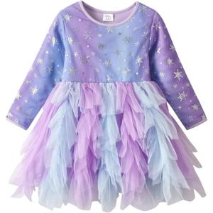 imageDXTON Girls Tutu Dresses Toddler Winter Long Sleeve Party Tulle Dresses for 212TLh4200purple