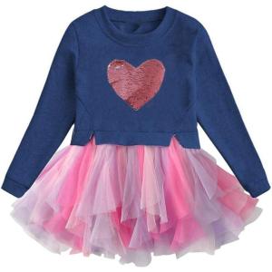 imageDXTON Girls Tutu Dresses Toddler Winter Long Sleeve Party Tulle Dresses for 212TLh4560navy