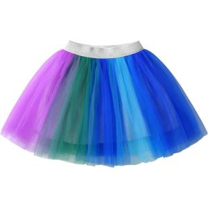 imageDXTON Girls Tutu Skirt Rainbow Toddler Tulle Ballet Dance Skirt for 28 YearsSk264blue