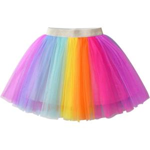 imageDXTON Girls Tutu Skirt Rainbow Toddler Tulle Ballet Dance Skirt for 28 YearsSk272rainbow