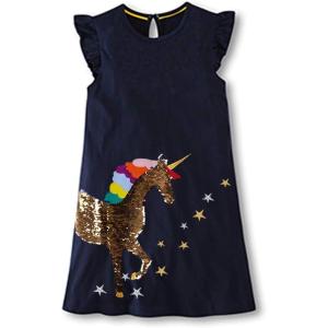 imageDXTON Toddler Baby Girls Dresses Summer Short Sleeves Dresses Outfits 212TAash16488navy