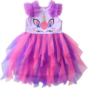 imageDXTON Toddler Girl Summer Short Sleeve Tutu Party Wedding Birthday DressesSh2116purple